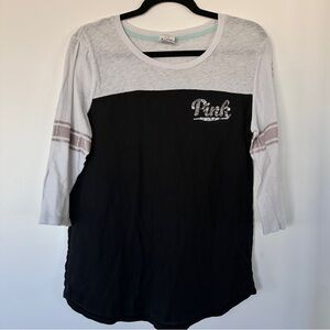 PINK Victoria's Secret Black and White Long Sleeve Tee